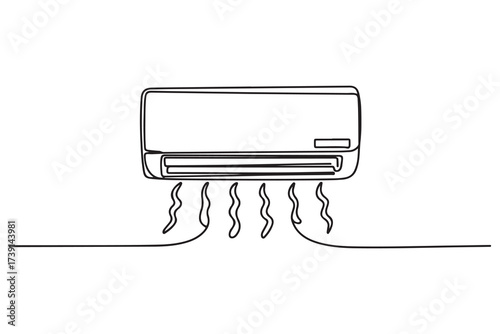 Continuous one line drawing of indoor Air Conditioner vector illustration. one line Icon drawing with white background
