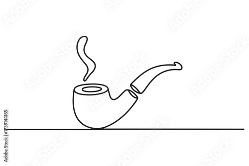 Smoking pipe continuous one line drawing vector illustration. one line Icon drawing with white background