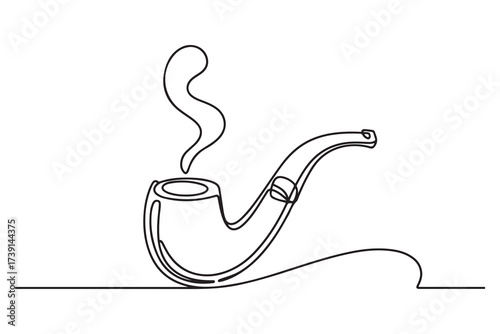 Smoking pipe continuous one line drawing vector illustration. one line Icon drawing with white background