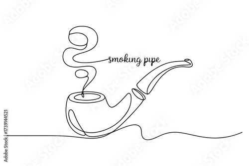 Smoking pipe continuous one line drawing vector illustration. one line Icon drawing with white background