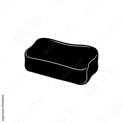 Illustration of a black rectangular soap on transparent background silhouette