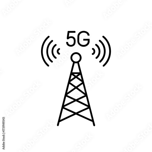 Network tower with signal waves