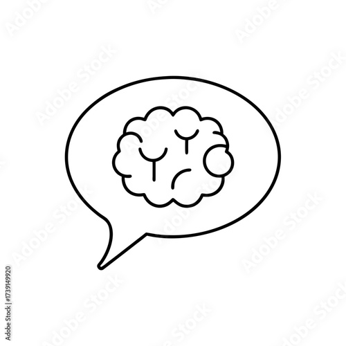 Brain inside of a speech bubble