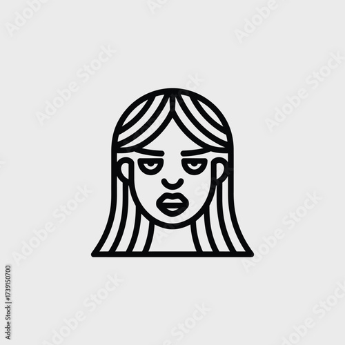 Minimalist geometric woman face icon vector scalable illustration eps graphic design element silhouette White background