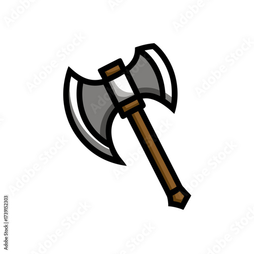 Illustration of a double bladed battle axe on transparent background