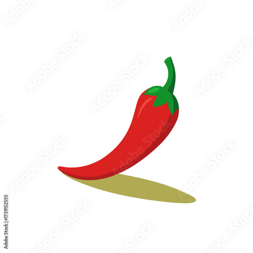 Illustration of a single red chili pepper on transparent background
