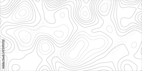 Ocean topographic line map with curvy wave isolines vector illustration. Abstract topographic contours map background, Vector contour topographic map. Cartography texture abstract banner use.	