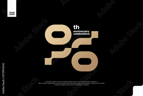 96th Anniversary Gold Logo, Number 96 Badge Vector for Corporate Celebration