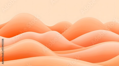 Abstract Peach Gradient Waves Background, Smooth Flowing Hills Illustration