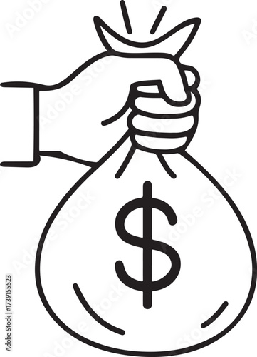 Hand Holding Money Bag Icon