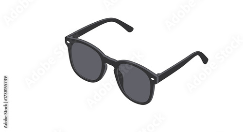 Stylish black sunglasses on a white background in a minimalist design