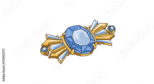 Elegant blue gemstone brooch with gold accents