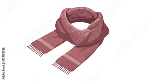 Elegant pink scarf with soft texture and fringe design on white background