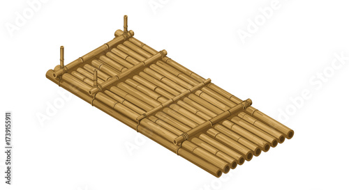 Isometric bamboo raft design with rustic natural finish