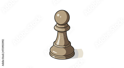 Isometric chess pawn with stone texture on white background