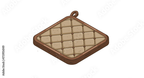 Simple brown waffle pot holder with quilted design