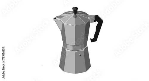 Geometric coffee maker with handle in detailed isometric design