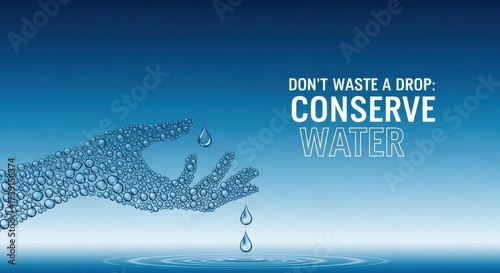 Symbolic image promoting saving water and the importance of water saving