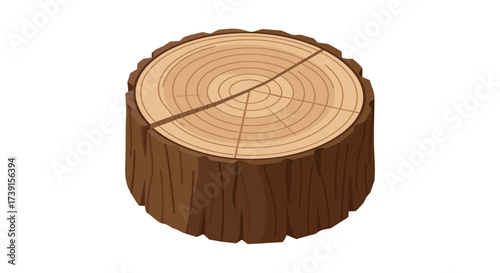 Realistic tree stump with detailed rings and texture