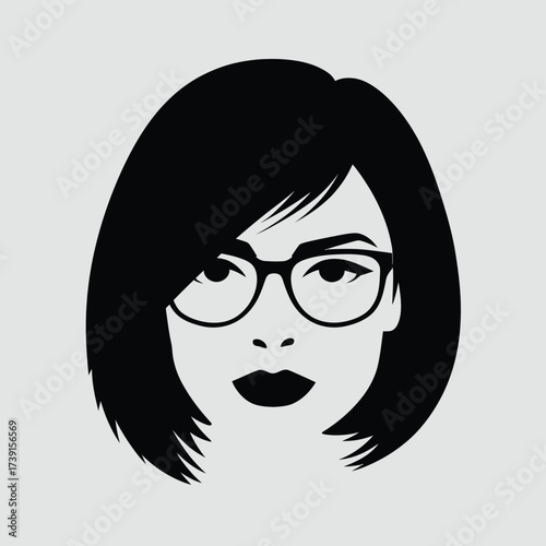 Professional woman with glasses vector illustration scalable eps icon for general use silhouette White background