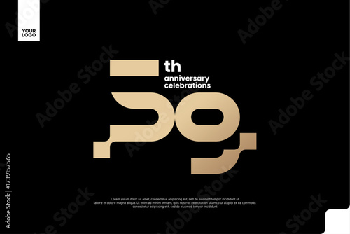 59th Anniversary Gold Logo, Number 59 Badge Vector for Corporate Celebration