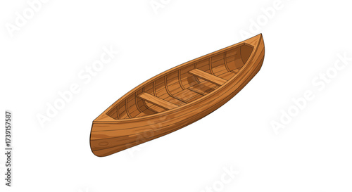 Wooden boat on white background: classic handcrafted rowboat design
