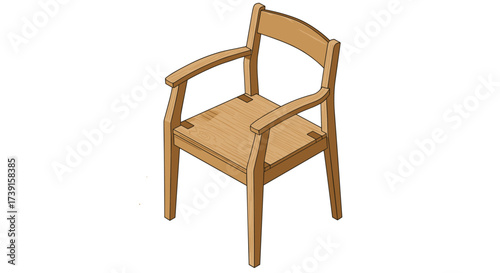 Comfortable wooden chair with armrests in minimalist design