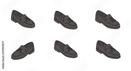 Isometric loafer shoe pattern on white background