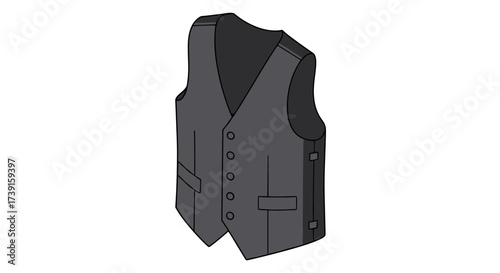 Classic grey waistcoat design with button details in minimalist style