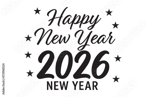 happy New Year 2026 vector design on white background