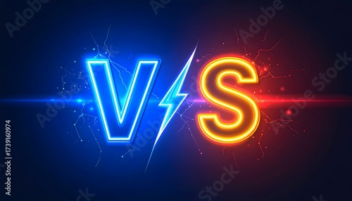 Modern VS versus icon in bold typography with neon glow