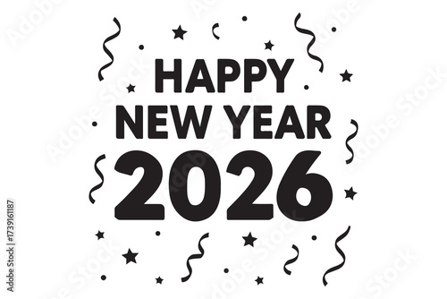 happy New Year 2026 vector design on white background