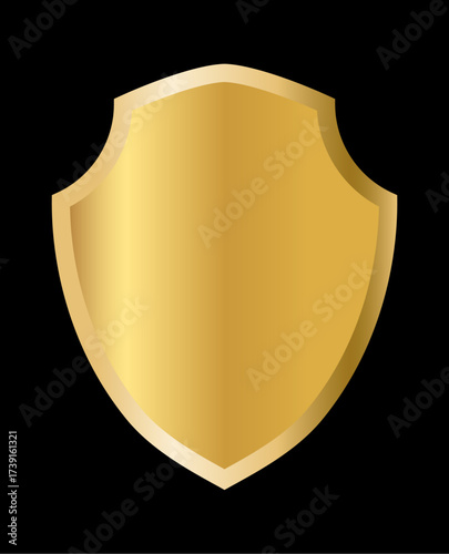 Golden shield emblem on white background, perfect for security, heraldic, or luxury branding and graphic design use
