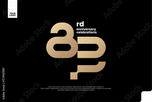 83rd Anniversary Gold Logo, Number 83 Badge Vector for Corporate Celebration