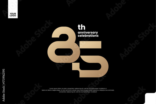85th Anniversary Gold Logo, Number 85 Badge Vector for Corporate Celebration