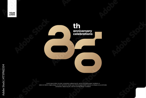 86th Anniversary Gold Logo, Number 86 Badge Vector for Corporate Celebration