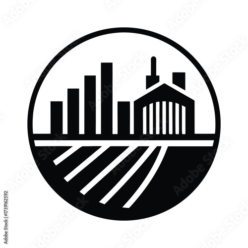 Data Chart Farming Icon Illustration