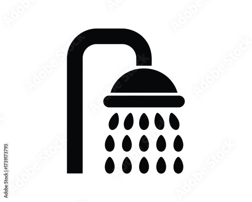 Simple black and white shower icon illustration scalable vector graphic for web and print design projects silhouette vector illustration white background