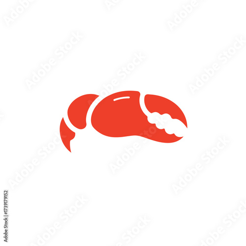 Vibrant Red Crab Claw Pincer Minimalist Graphic Design.