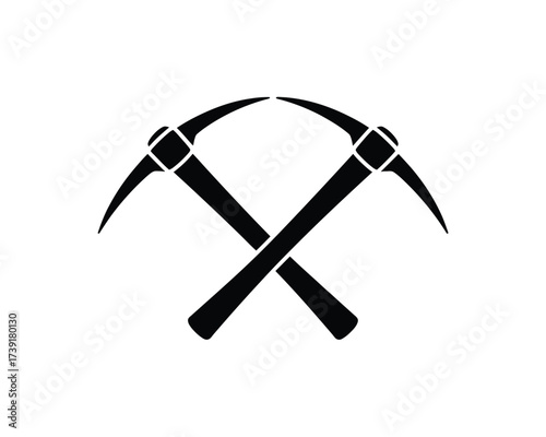 Crossed pickaxes silhouette vector illustration scalable eps icon for mining and exploration graphics silhouette vector illustration white background