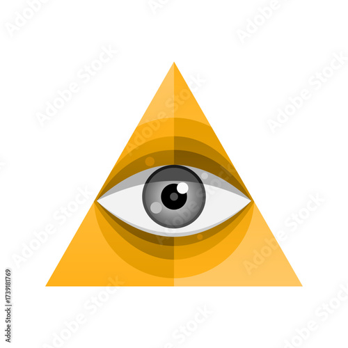 Yellow eye of providence , All seeing eye of god triangle vintage icon vector design