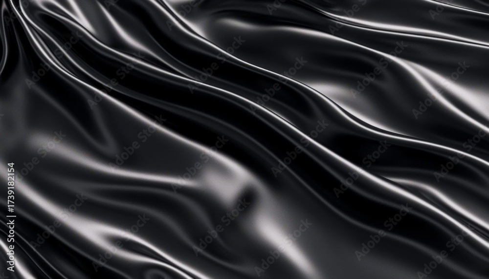 Fototapeta premium Elegant Abstract Black Fabric Flowing with Smooth Ripples and Textured Background for Artistic Use