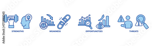 SWOT icon set illustration illustration concept with icon of strength, weakness, opportunities, threat 