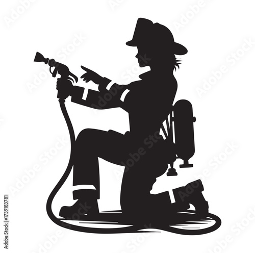 Firefighters pose silhouette and Vector