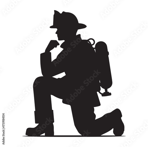 Firefighters pose silhouette and Vector