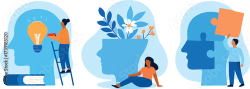 Art & Illustration"Human Mind Concept Illustrations – Creativity, Growth, and Problem Solving.