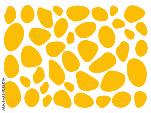 Vibrant yellow abstract organic shapes scattered across a white canvas for creative projects