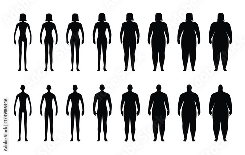 Set of silhouette figures body types male female vector illustration scalable eps icon graphic silhouette vector illustration white background