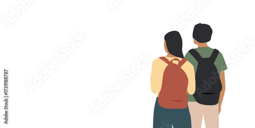 Man and Woman with backpacks.