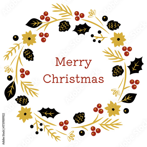 Merry Christmas-2　クリスマスのリース。リースの可愛いフレーム。